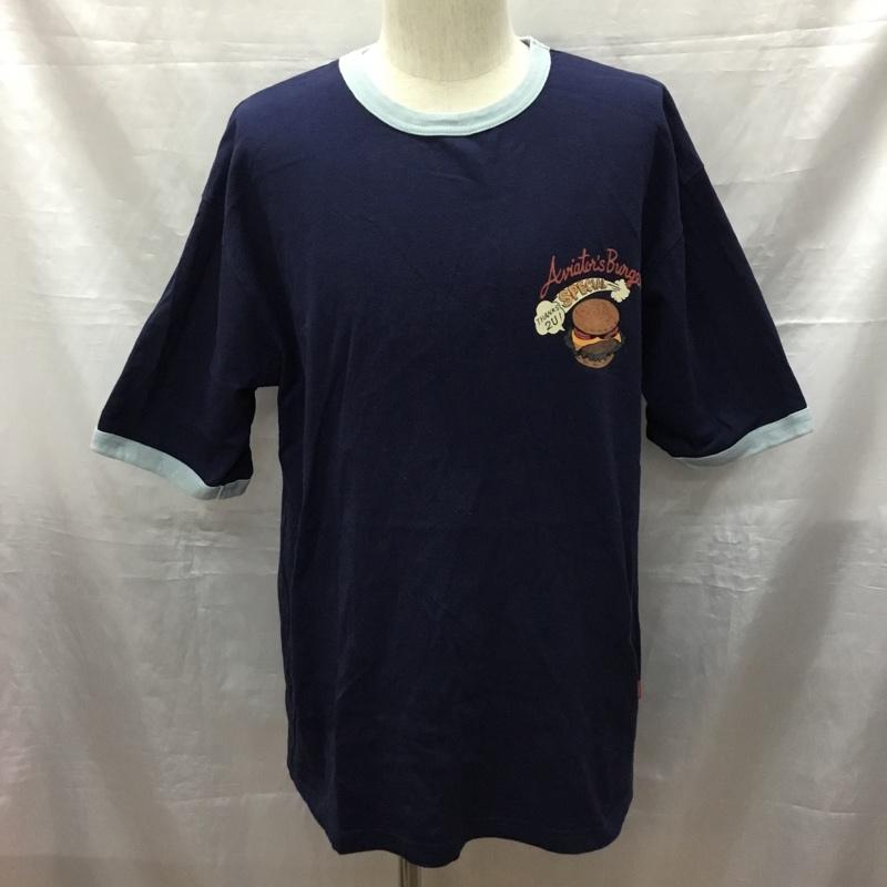 アヴィレックス AVIREX Tシャツ 半袖 半袖カットソー プリントTシャツ クルーネックカットソー XXL プリント 紺 / ネイビー /  メンズ USED 古着 中古 10120454