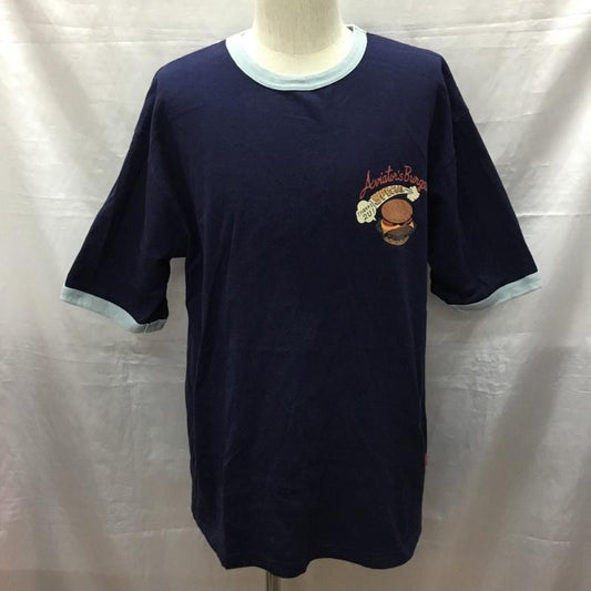 アヴィレックス AVIREX Tシャツ 半袖 半袖カットソー プリントTシャツ クルーネックカットソー XXL プリント 紺 / ネイビー /  メンズ USED 古着 中古 10120454