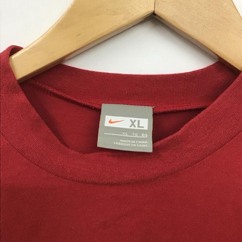 ナイキ NIKE Tシャツ 半袖 半袖カットソー プリントTシャツ クルーネックカットソー XL ロゴ、文字 えんじ / ワインレッド /  メンズ USED 古着 中古 10130338