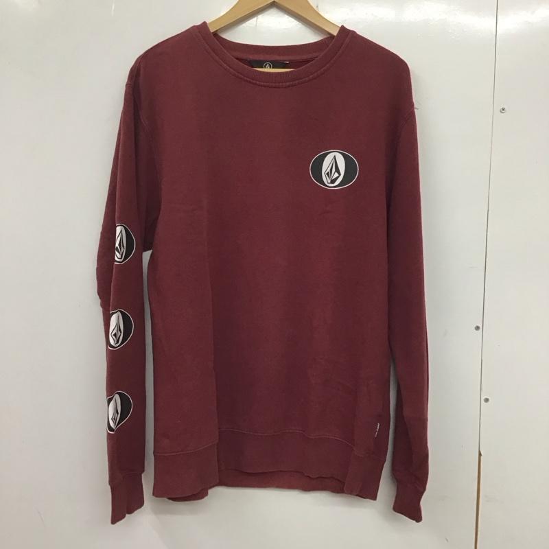 ボルコム VOLCOM トレーナー 長袖 長袖トレーナー スウェット クルーネック プルオーバー M ロゴ、文字 えんじ / ワインレッド /  メンズ USED 古着 中古 10135738