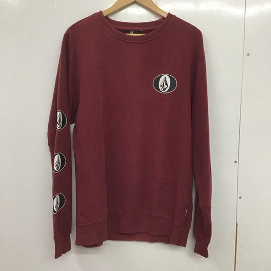 ボルコム VOLCOM トレーナー 長袖 長袖トレーナー スウェット クルーネック プルオーバー M ロゴ、文字 えんじ / ワインレッド /  メンズ USED 古着 中古 10135738