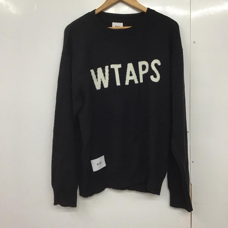 ダブルタップス WTAPS ニット、セーター 長袖 192MADT-KNM01 DECK SWEATER 3 ロゴ、文字 黒 / ブラック /  メンズ USED 古着 中古 10144707