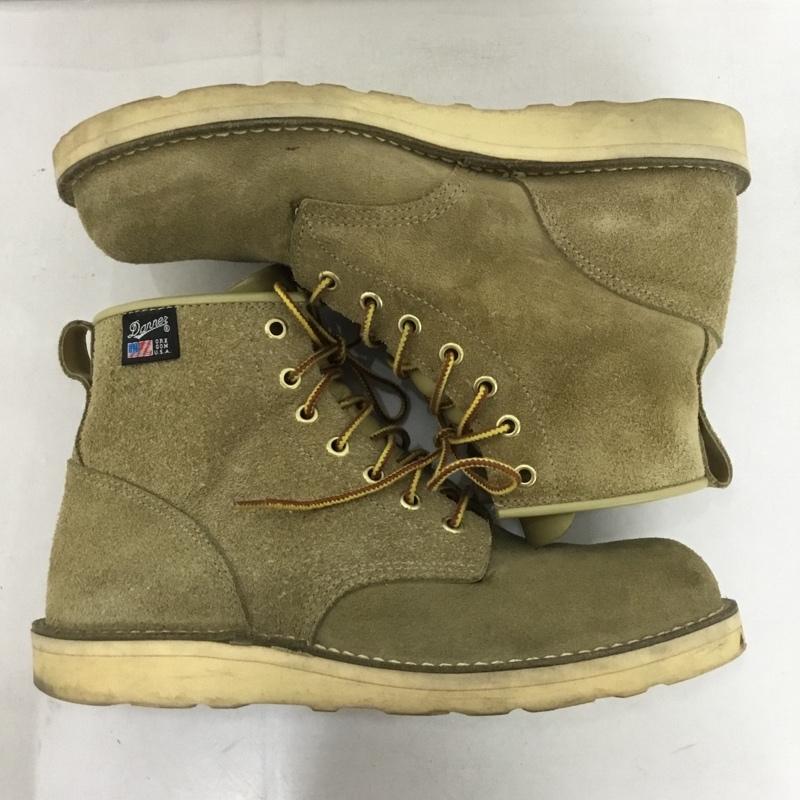 ダナー Danner ブーツ ショートブーツ D4124 レースアップ ワークブーツ スエード 8.5 ロゴ、文字 ベージュ / ベージュ /  メンズ USED 古着 中古 10146877