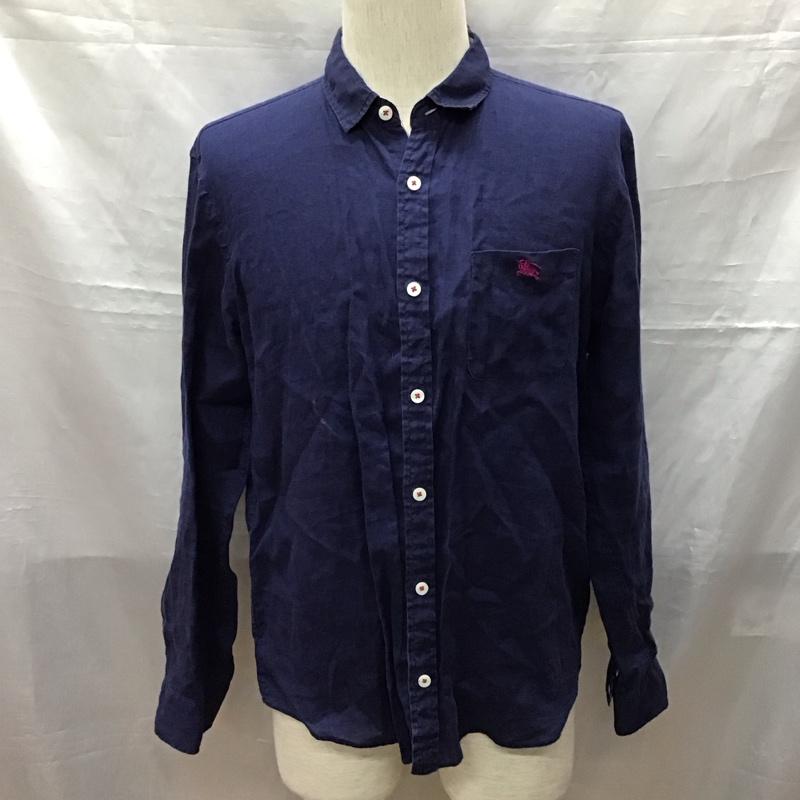 バーバリーブルーレーベル BURBERRY BLUE LABEL シャツ、ブラウス 長袖 長袖シャツ カラーシャツ ポケットシャツ 長袖カットソー 3 ロゴ、文字 紺 / ネイビー /  メンズ USED 古着 中古 10117454