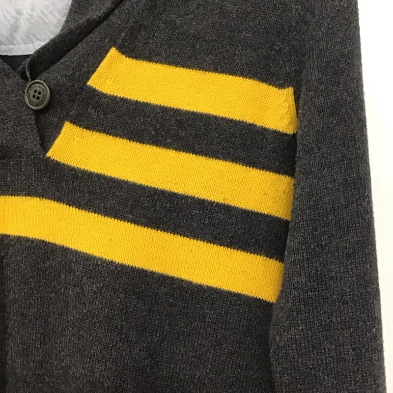 ポロジーンズカンパニー POLO JEANS COMPANY ニット、セーター 長袖 KR-WJ-YW2164 ショールカラー S ボーダー柄 ダークグレー / ダークグレー / X 黄 / イエロー /  レディース USED 古着 中古 10143842