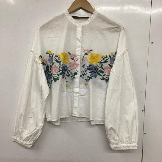 ザラ ZARA シャツ、ブラウス 長袖 刺繍 M 刺繍 白 / ホワイト /  レディース USED 古着 中古 10136612