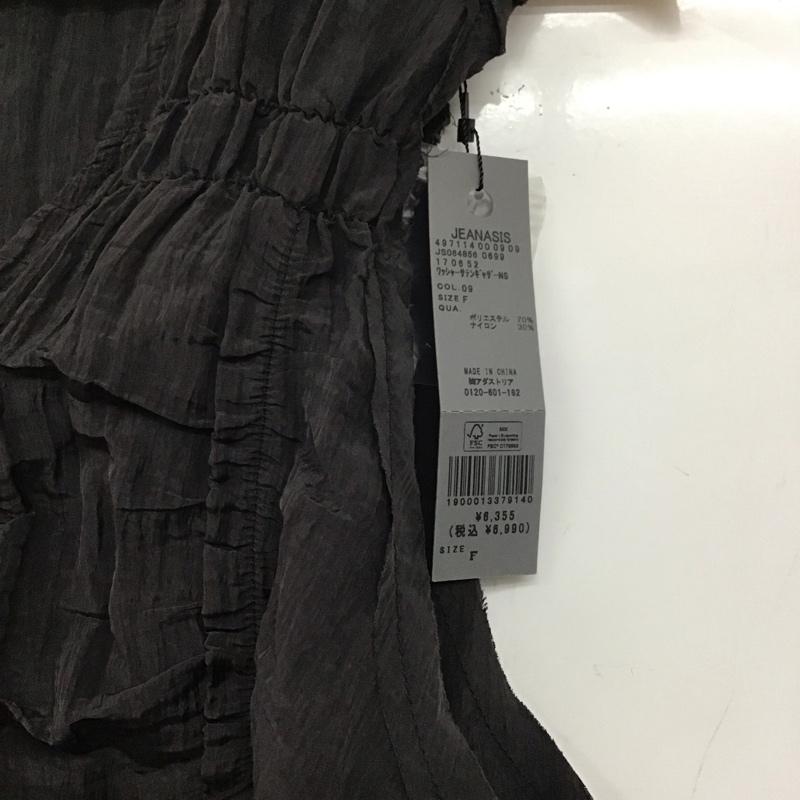 ジーナシス JEANASIS シャツ、ブラウス 半袖 ワッシャー サテン タグ付 FREE 無地 黒 / ブラック /  レディース USED 古着 中古 10144548