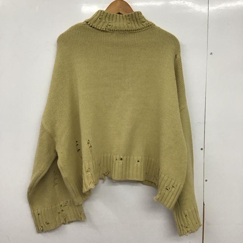 ニコアンド niko and... ニット、セーター 長袖 NKN26682CF ダメージ加工 L 無地 黄 / イエロー /  レディース USED 古着 中古 10147787