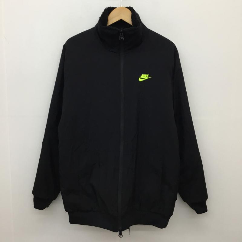 ナイキ NIKE ジャケット、上着 ジャケット、ブレザー BIG SWOOSH BOA JACKET BQ6546-017 L ロゴ、文字 黒 / ブラック / X 黄緑 / イエローグリーン /  メンズ USED 古着 中古 10143150