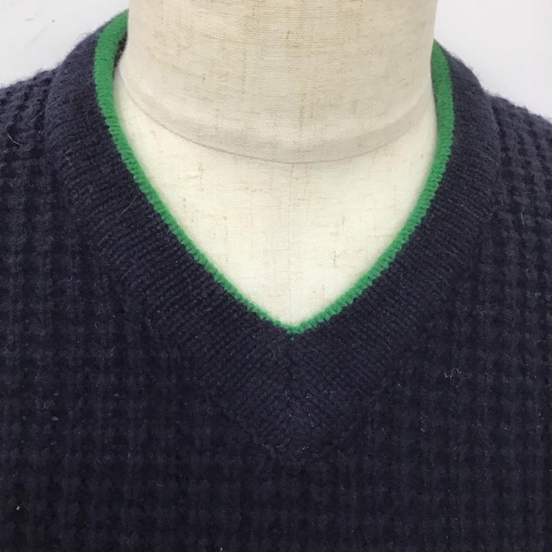 トミーヒルフィガー TOMMY HILFIGER ニット、セーター 長袖 長袖ニットカットソー ニット セーター Vネックニット L ロゴ、文字 紺 / ネイビー /  メンズ USED 古着 中古 10112589