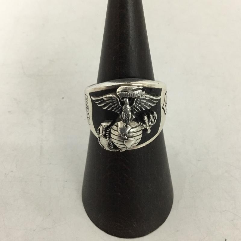 古着 USED アクセサリー 指輪 USMC 海兵隊 カレッジリング 19号  銀 / シルバー / X 黒 / ブラック /  メンズ USED 古着 中古 10144925
