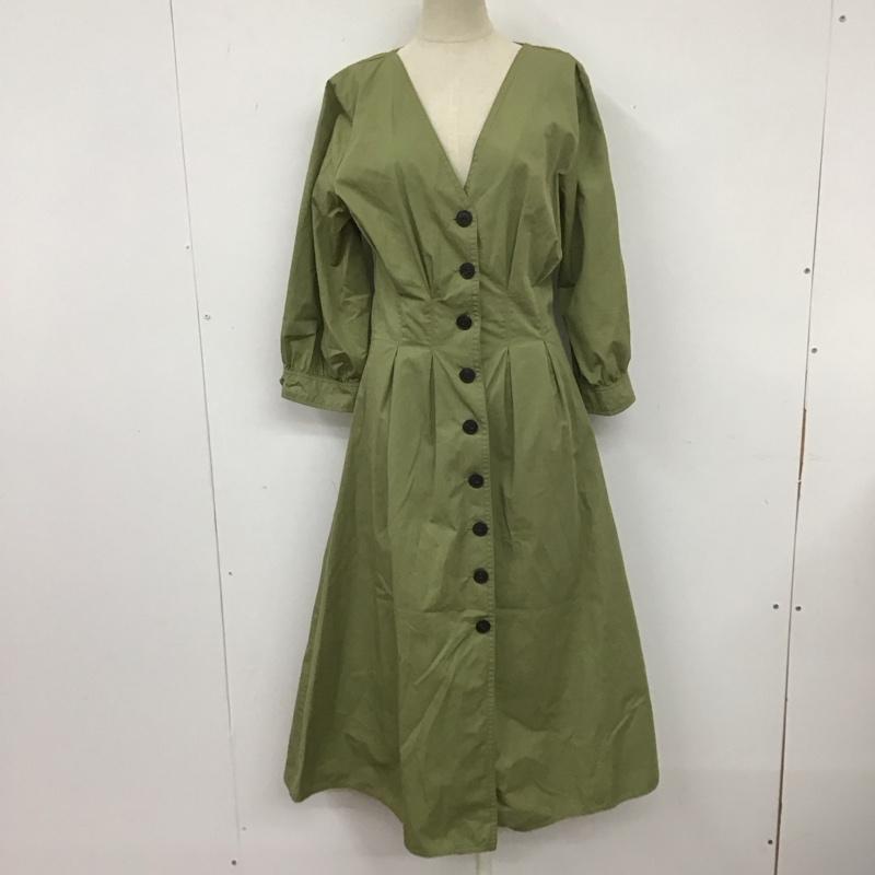 ザラティーアールエフ ZARA TRF ワンピース ロングスカート 3092 186 505 ノーカラー Ｖネック XS 無地 カーキ / カーキ /  レディース USED 古着 中古 10111063