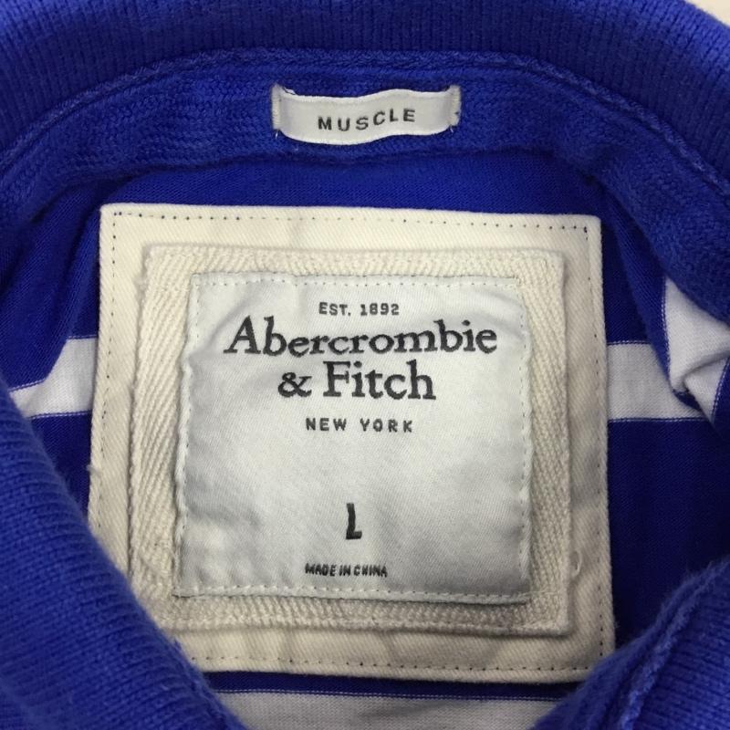 アバクロンビーアンドフィッチ ABERCROMBIE&FITCH ポロシャツ 半袖 半袖ポロシャツ カラーシャツ 半袖カットソー L ボーダー柄 白 / ホワイト / X 青 / ブルー /  メンズ USED 古着 中古 10109298