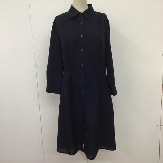 ナチュラルビューティーベーシック NATURAL BEAUTY BASIC ワンピース ひざ丈スカート M 無地 紺 / ネイビー /  レディース USED 古着 中古 10110335