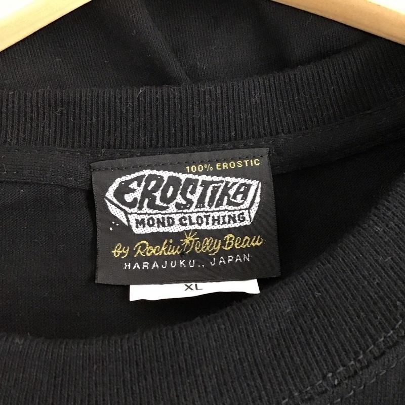 エロスティカ EROSTiKA Tシャツ 半袖 クルーネック コットン XL プリント 黒 / ブラック /  メンズ USED 古着 中古 10123378
