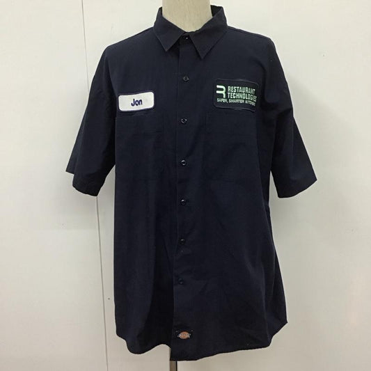 ディッキーズ Dickies シャツ、ブラウス 半袖 LS516DN ワークシャツ XL ワンポイント 紺 / ネイビー /  メンズ USED 古着 中古 10107978