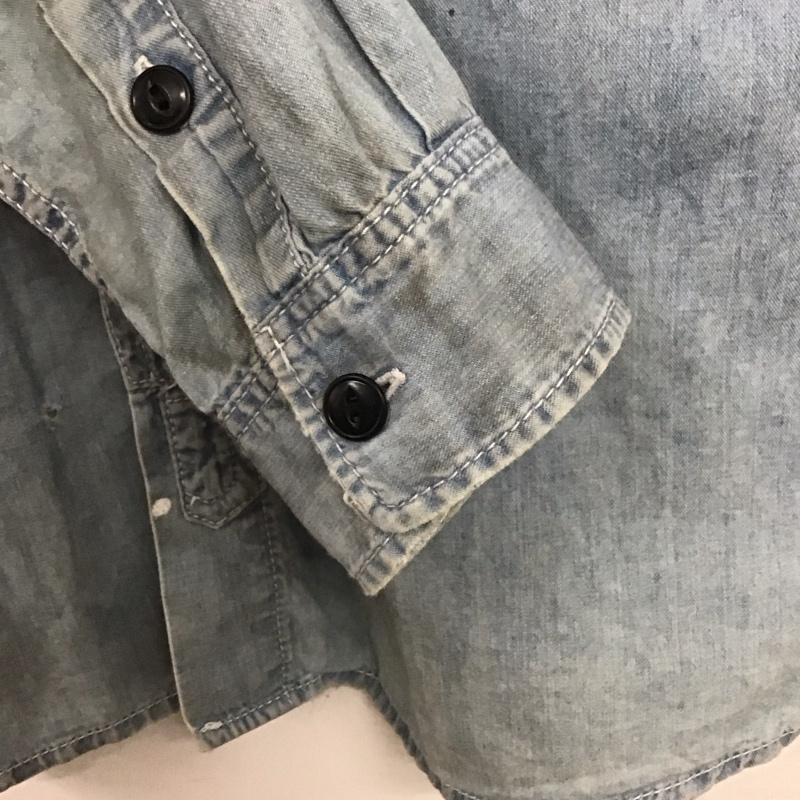 クラクト CLUCT シャツ、ブラウス 長袖 長袖デニムシャツ カラーシャツ 長袖シャツ L ダメージ加工 インディゴ / インディゴ /  メンズ USED 古着 中古 10140726