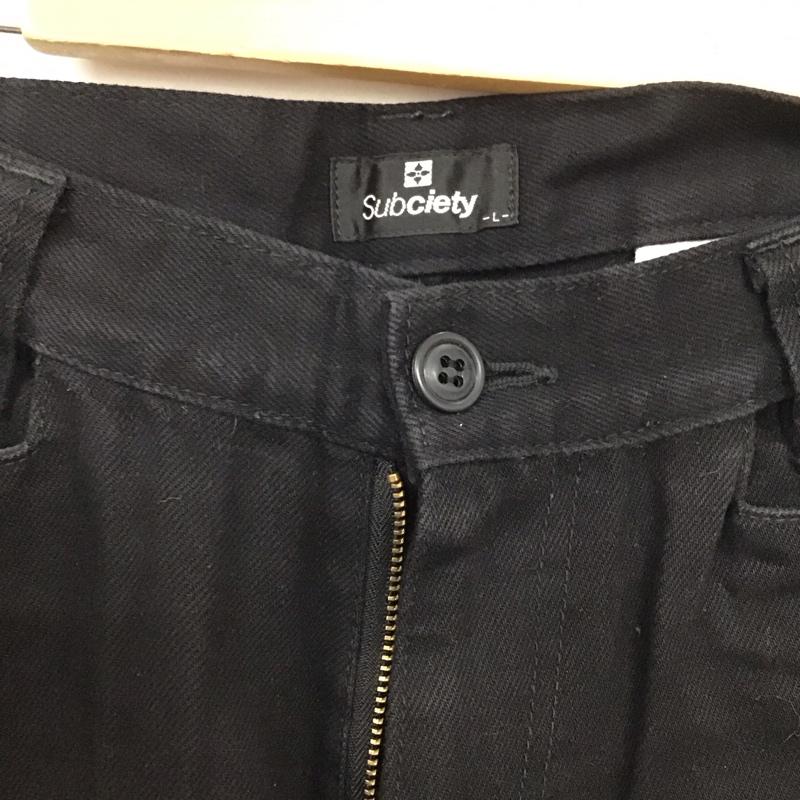 サブサエティ Subciety パンツ デニム、ジーンズ デニムパンツ ストレートパンツ ワイドパンツ カジュアルパンツ L プリント 黒 / ブラック /  メンズ USED 古着 中古 10116640