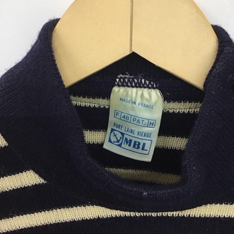 古着 USED ニット、セーター 長袖 長袖ニットカットソー スタンドネック セーター 48 ボーダー柄 白 / ホワイト / X 紺 / ネイビー /  メンズ USED 古着 中古 10142359