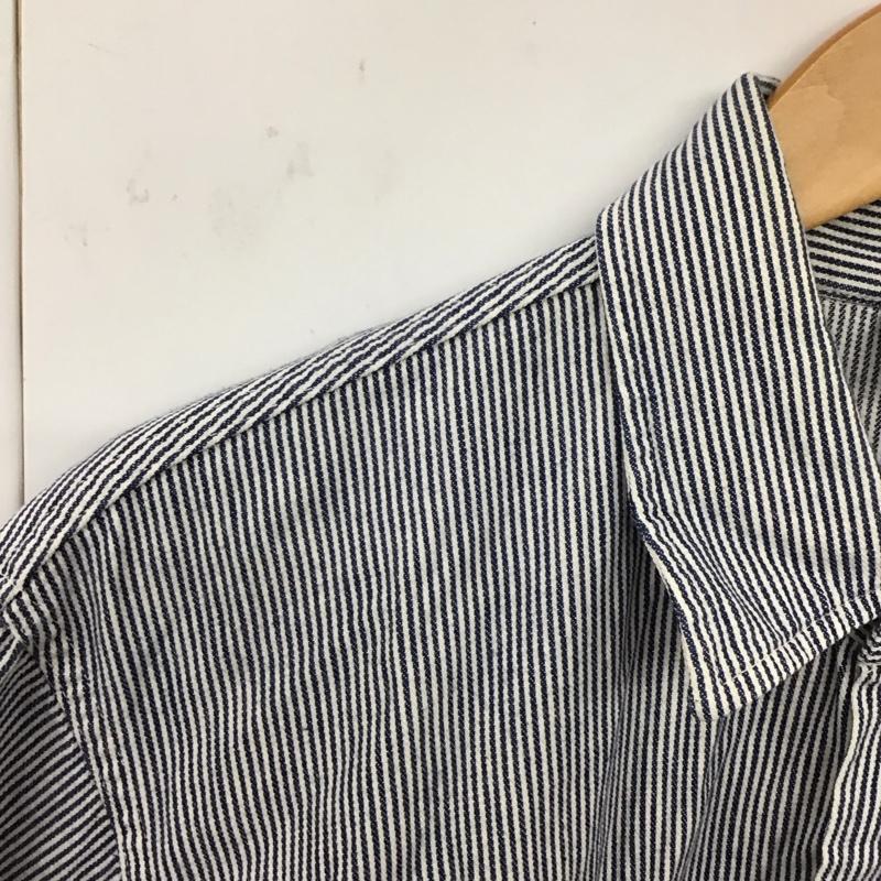 古着 USED シャツ、ブラウス 半袖 半袖シャツ ストライプシャツ カラーシャツ prentiss usa製 L ストライプ 白 / ホワイト / X インディゴ / インディゴ /  メンズ USED 古着 中古 10134686