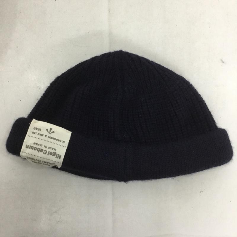 ナイジェルケーボン Nigel Cabourn 帽子 ニット帽 8049-00-660101 ビーニー ウール ロゴ、文字 紺 / ネイビー /  メンズ USED 古着 中古 10140810