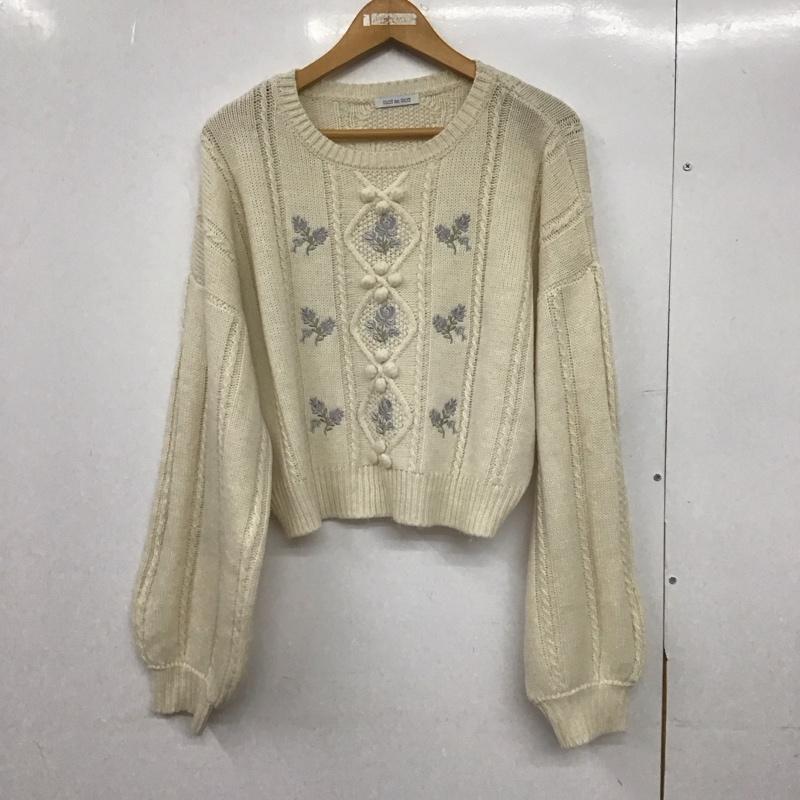 オリーブデオリーブ OLIVE des OLIVE ニット、セーター 長袖 1350100604 お花刺繍ケーブルニット ポンポン クルーネック FREE 刺繍 オフホワイト / オフホワイト /  レディース USED 古着 中古 10146412