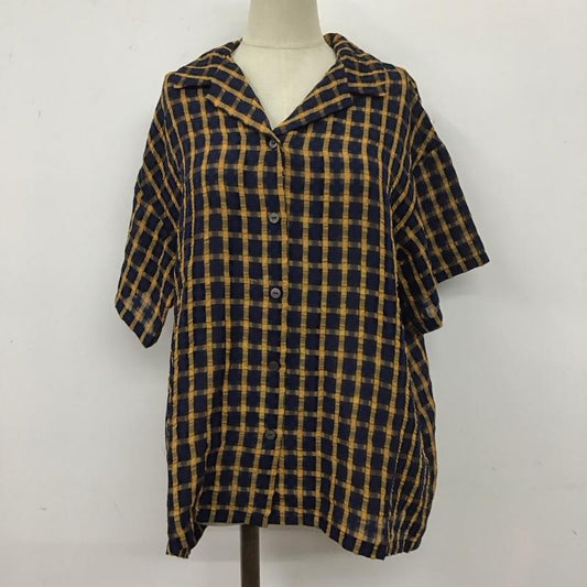 スライ SLY シャツ、ブラウス 半袖 030CSY30-5260 SHEER CHECK SH 開襟シャツ シアー FREE チェック 紺 / ネイビー / X 橙 / オレンジ / X 黒 / ブラック /  レディース USED 古着 中古 10107938
