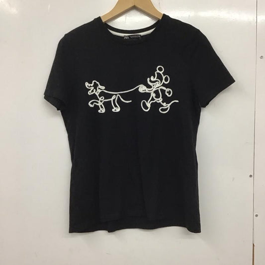 ザラ ZARA Tシャツ 半袖 0085 802 800 クルーネック ディズニー ミッキーマウス M キャラクター 黒 / ブラック /  レディース USED 古着 中古 10138871