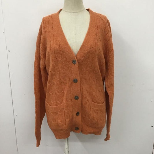 ラルフローレン RALPHLAUREN カーディガン 長袖 Vネック ウール ケーブル編み M ワンポイント 橙 / オレンジ /  レディース USED 古着 中古 10107553