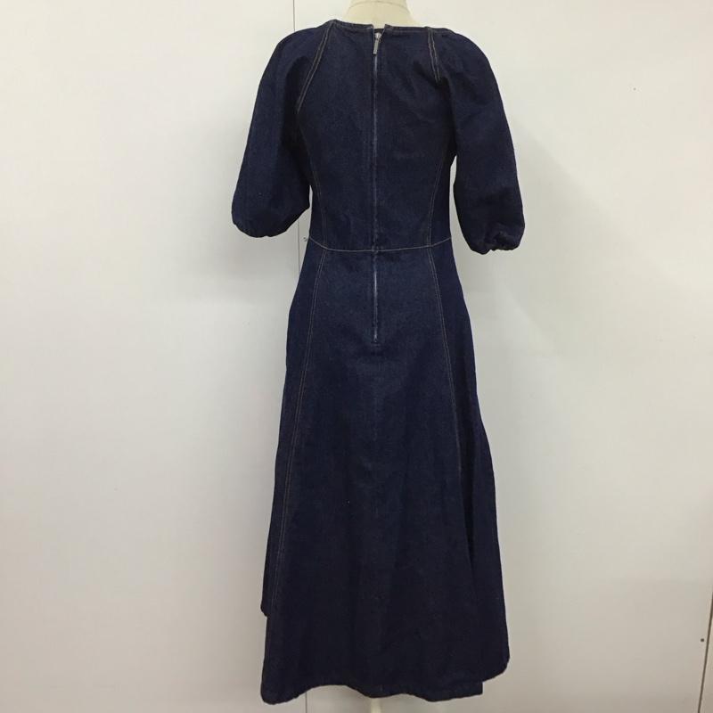 ザラ ZARA ワンピース ロングスカート デニムワンピース 半袖ワンピース フレアワンピース ミニワンピース XS 無地 インディゴ / インディゴ /  レディース USED 古着 中古 10123921