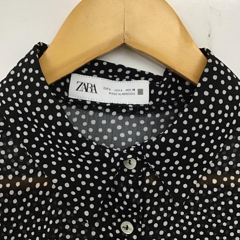 ザラ ZARA シャツ、ブラウス 長袖 シアーシャツ ブラウス L ドット 黒 / ブラック /  レディース USED 古着 中古 10136906