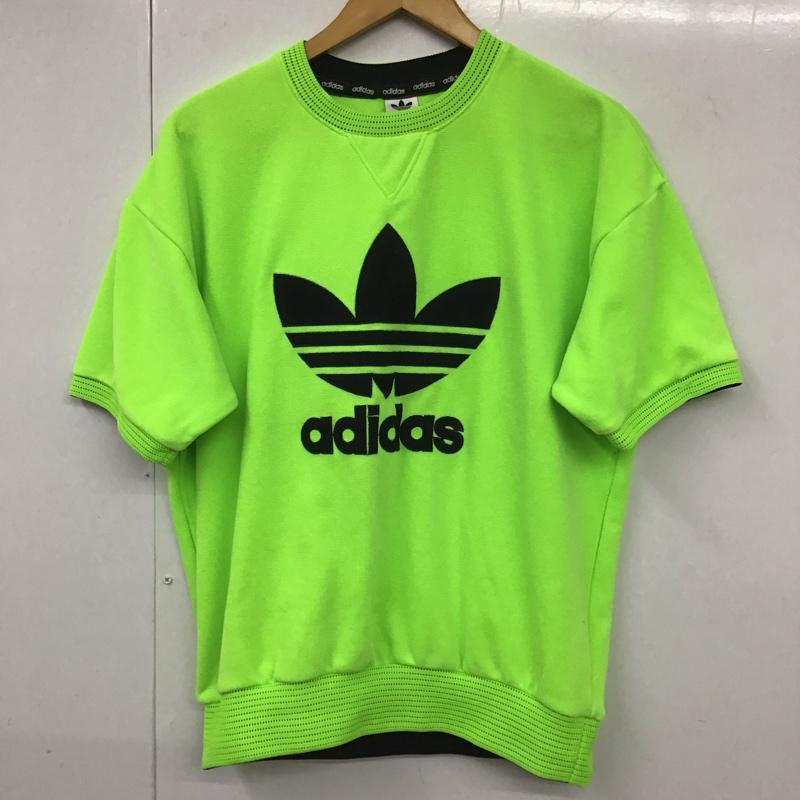アディダス adidas カットソー 半袖 ADS-3582 L ロゴ、文字 黄緑 / イエローグリーン /  メンズ USED 古着 中古 10130372