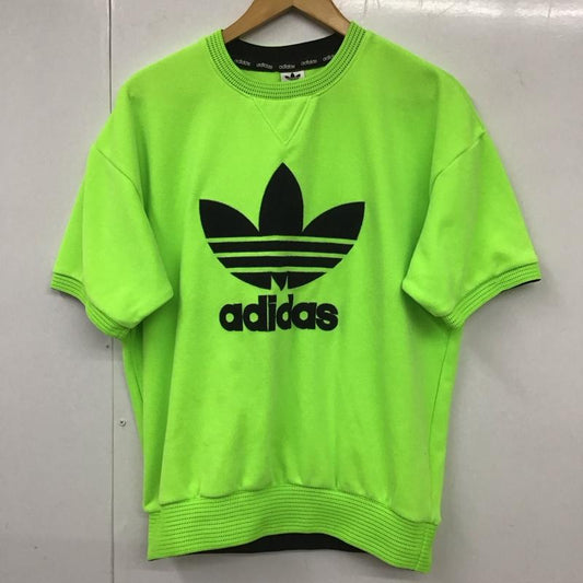 アディダス adidas カットソー 半袖 ADS-3582 L ロゴ、文字 黄緑 / イエローグリーン /  メンズ USED 古着 中古 10130372