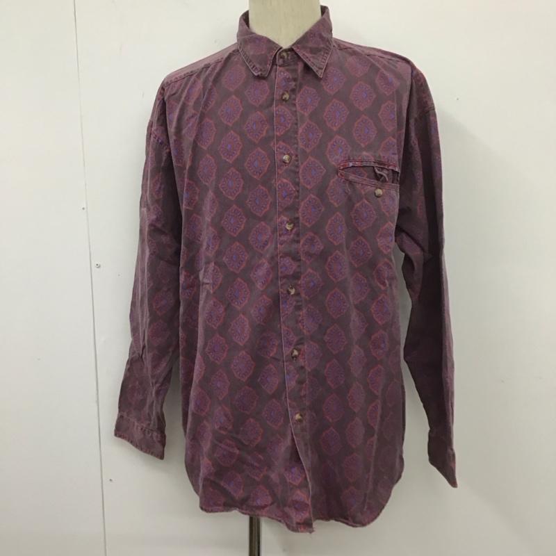 古着 USED シャツ、ブラウス 長袖 BLITZZ sports wear コットン 胸ポケット L 総柄 紫 / パープル /  メンズ USED 古着 中古 10107658