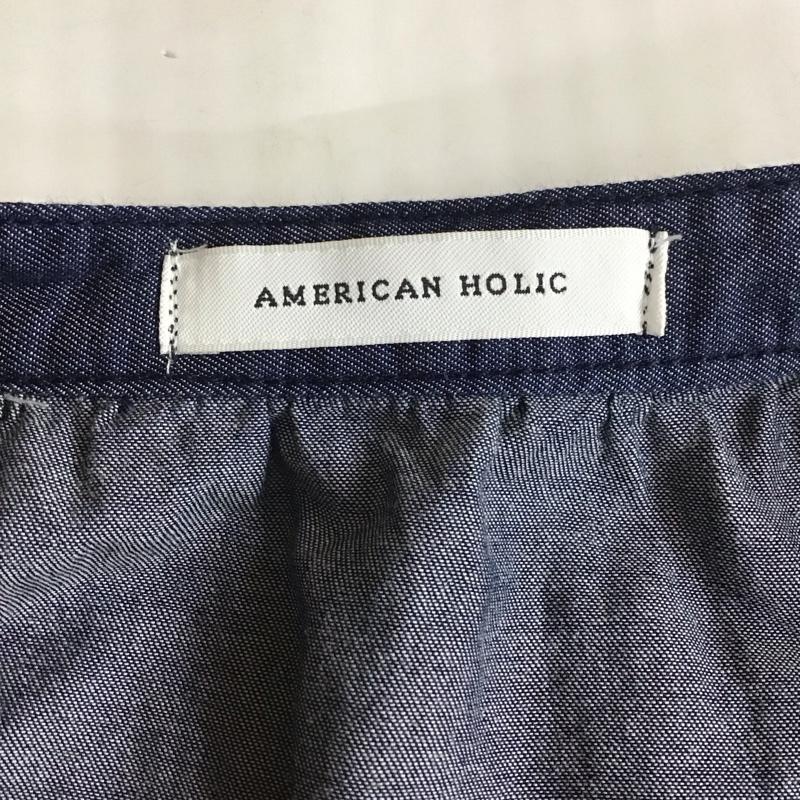 アメリカンホリック AMERICAN HOLIC ワンピース ロングスカート 半袖ロングワンピース フレアスカート 切り替えワンピース M 無地 インディゴ / インディゴ /  レディース USED 古着 中古 10116748