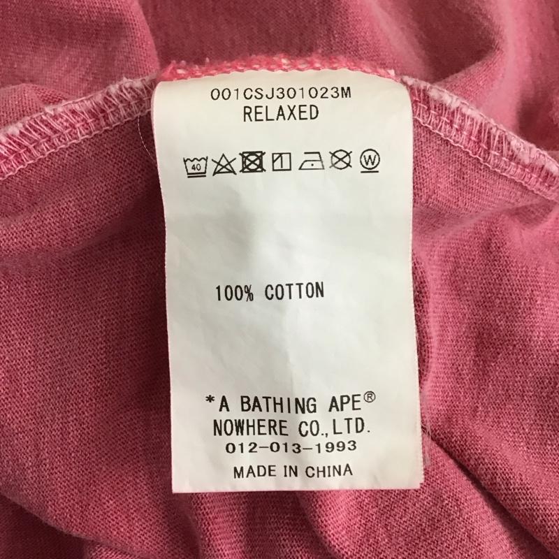 アベイシングエイプ A BATHING APE Tシャツ 半袖 半袖カットソー プリントTシャツ クルーネックカットソー L ロゴ、文字 桃 / ピンク /  メンズ USED 古着 中古 10116376