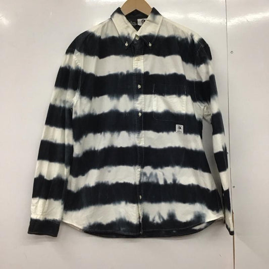 パウン PAWN シャツ、ブラウス 長袖 長袖シャツ ボタンダウンシャツ カラーシャツ XL ボーダー柄 白 / ホワイト /  メンズ USED 古着 中古 10145263