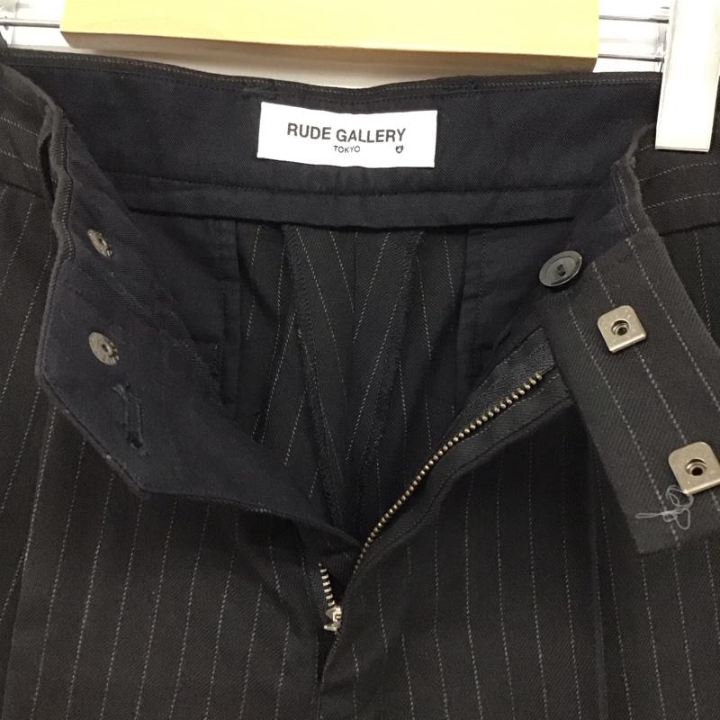 ルードギャラリー RUDE GALLERY パンツ スラックス スラックスパンツ ワイドパンツ センタータックパンツ 4 ストライプ 黒 / ブラック /  メンズ USED 古着 中古 10147064