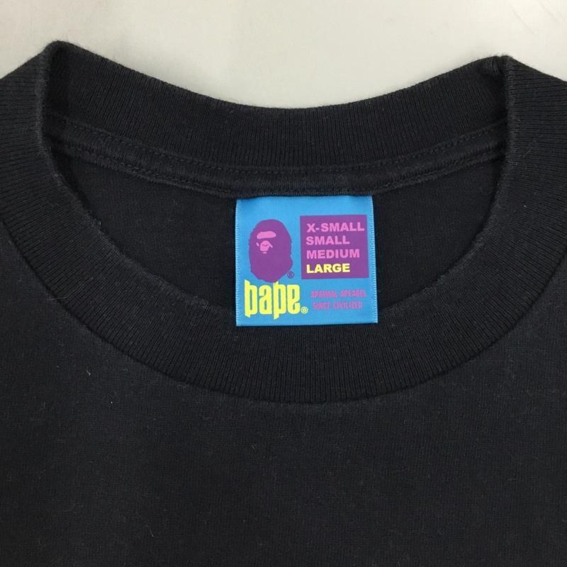 アベイシングエイプ A BATHING APE Tシャツ 半袖 半袖カットソー プリントTシャツ クルーネックカットソー L プリント 黒 / ブラック /  メンズ USED 古着 中古 10116849