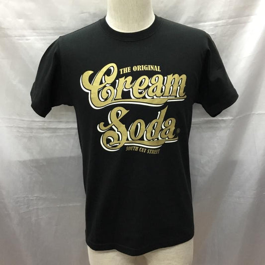 クリームソーダ CREAMSODA Tシャツ 半袖 半袖カットソー プリントTシャツ クルーネックカットソー S ロゴ、文字 黒 / ブラック /  メンズ USED 古着 中古 10114596