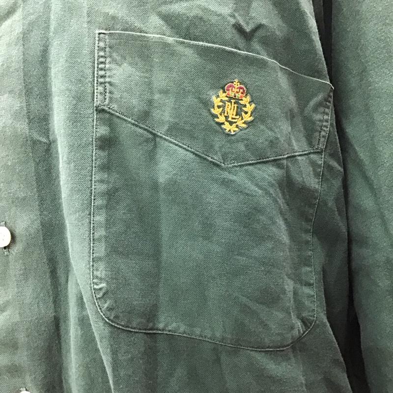 ラルフローレン RALPHLAUREN シャツ、ブラウス 長袖 長袖シャツ カラーシャツ ポケットシャツ 長袖カットソー 80S 緑タグ L ロゴ、文字 緑 / グリーン /  メンズ USED 古着 中古 10117447