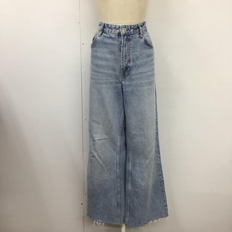 ザラ ZARA パンツ デニム、ジーンズ ワイドパンツ カットオフ 無地 水色 / ライトブルー /  レディース USED 古着 中古 10109441