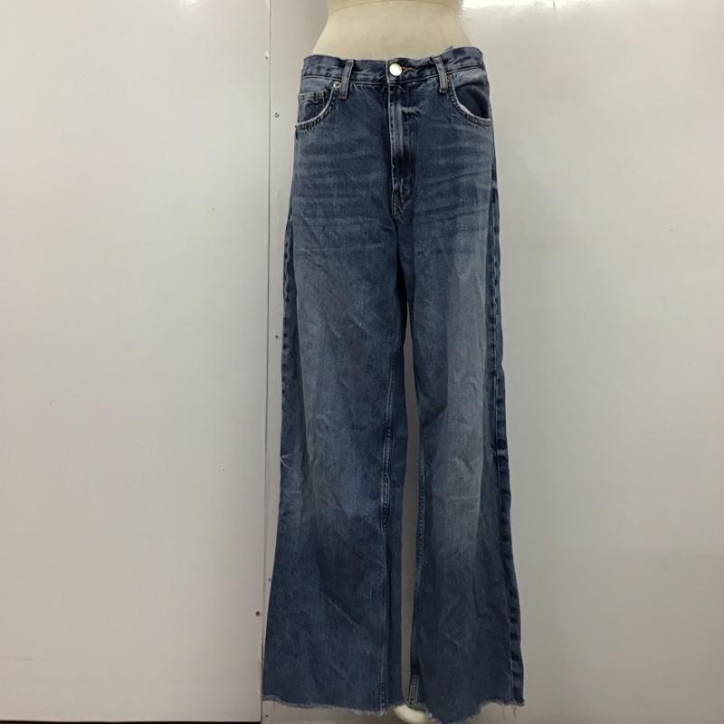 ザラ ZARA パンツ デニム、ジーンズ 6045 125 400 ハイウエスト ワイドパンツ 無地 青 / ブルー /  レディース USED 古着 中古 10120591