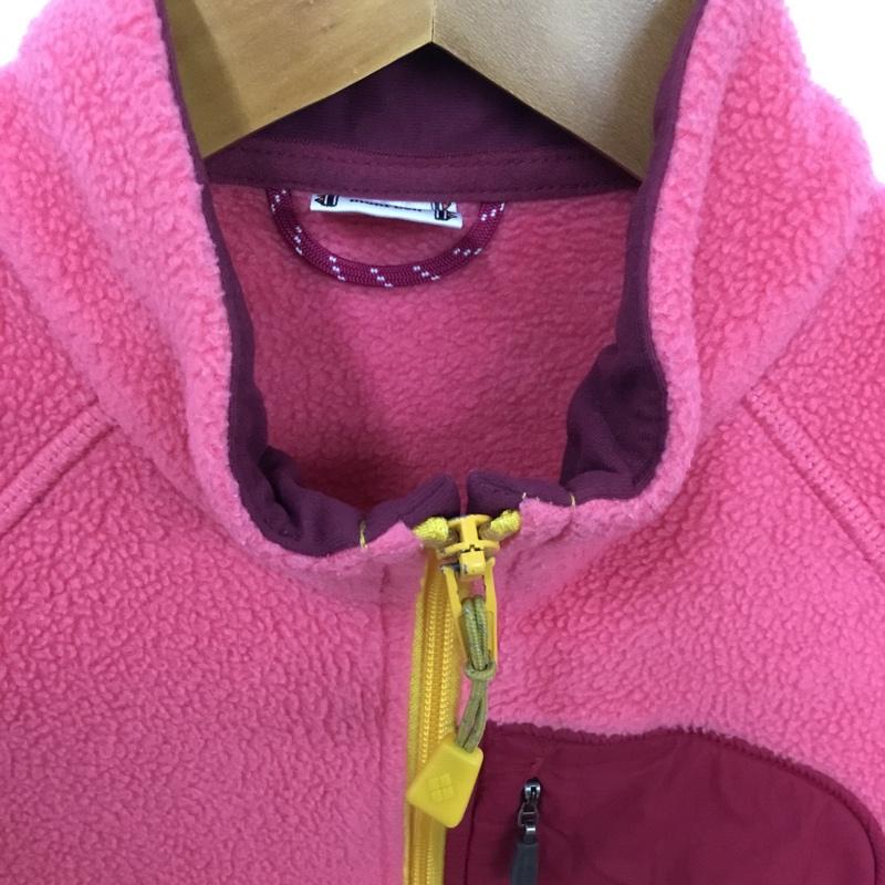 モンベル mont-bell ジャケット、上着 ジャンパー、ブルゾン ジップアップジャケット ジャンパー フリースジャケット カジュアルジャケット アウター 120cm ロゴ、文字 桃 / ピンク /  ガールズ USED 古着 中古 10116548