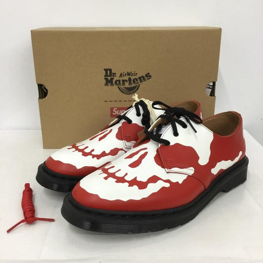 ドクターマーチン Dr.Martens 革靴 革靴 3アイ シューズ Supreme UK10 箱有 スカル US：11  赤 / レッド / X 白 / ホワイト /  メンズ USED 古着 中古 10149224