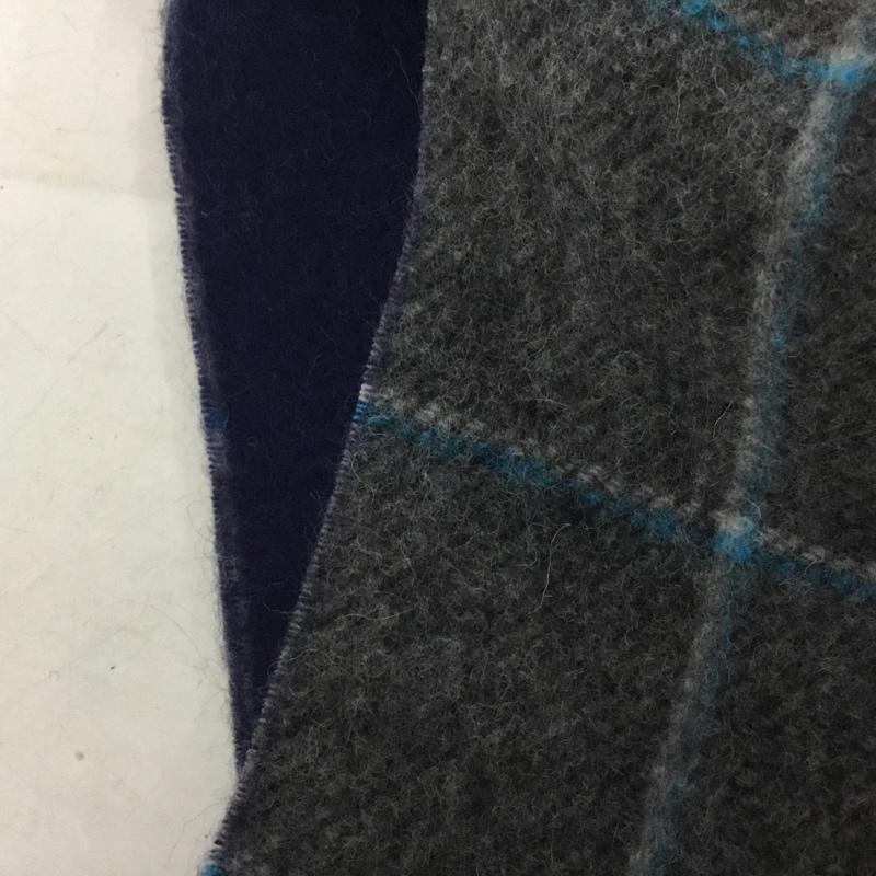 ビームス BEAMS マフラー マフラー ウール フリンジ チェック 灰 / グレー / X 青 / ブルー / X 紺 / ネイビー /  メンズ USED 古着 中古 10130582