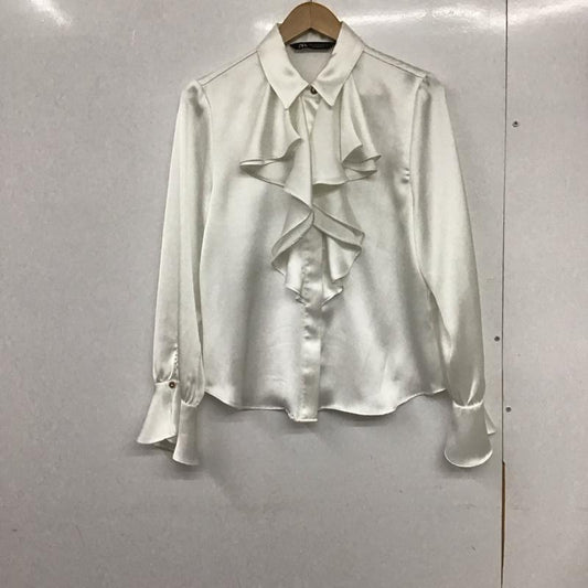 ザラ ZARA シャツ、ブラウス 長袖 長袖シャツ フレアシャツ カジュアルシャツ S 無地 白 / ホワイト /  レディース USED 古着 中古 10132651