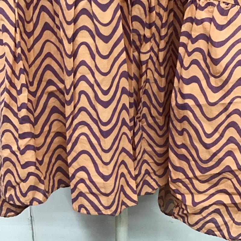 ザラ ZARA ワンピース ロングスカート 4437 272 623 長袖 ティアード Vネック S 総柄 橙 / オレンジ / X 紫 / パープル /  レディース USED 古着 中古 10109494