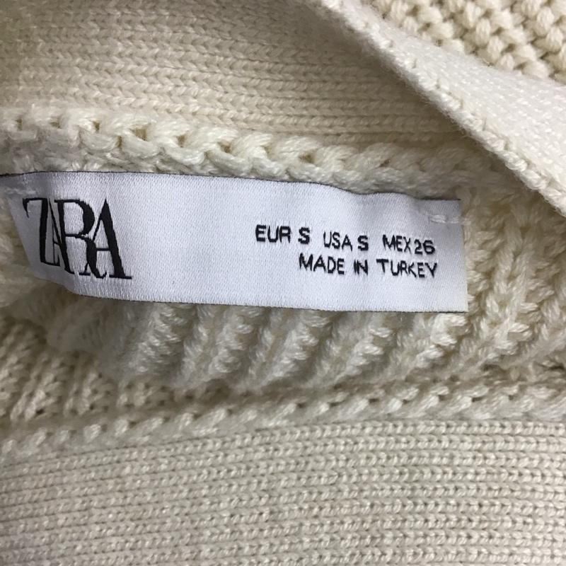 ザラ ZARA ニット、セーター 七分袖 6771/036/070 コントラストディティール オフショルダーニットプルオーバー S 無地 黒 / ブラック / X オフホワイト / オフホワイト /  レディース USED 古着 中古 10124040