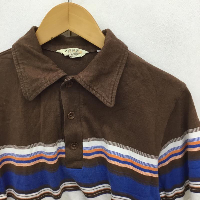 フラットヘッド The Flat Head ポロシャツ 半袖 M  茶 / ブラウン / X 白 / ホワイト / X 青 / ブルー / X 橙 / オレンジ /  メンズ USED 古着 中古 10130863